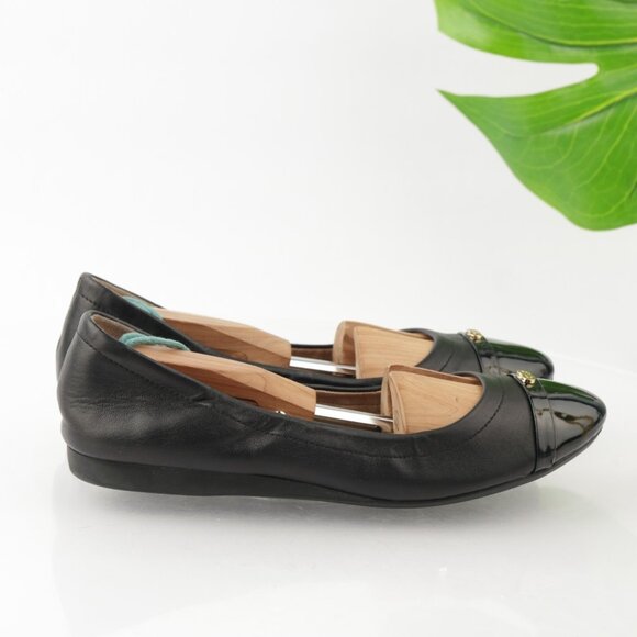 Cole Haan Womens Elsie Ballet Flats Size 8 Black Leather Cap Toe Slip On Shoes - Picture 5 of 13